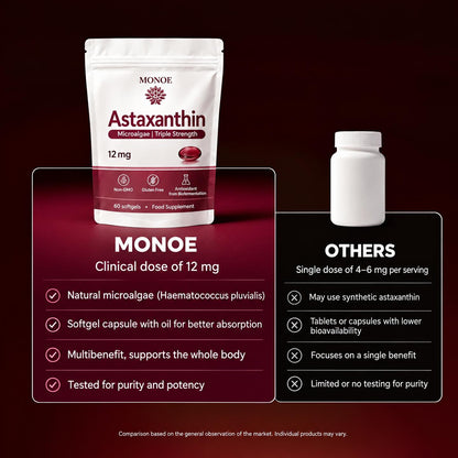 Astaxanthin 12 mg — Natural Softgels with MCT Oil