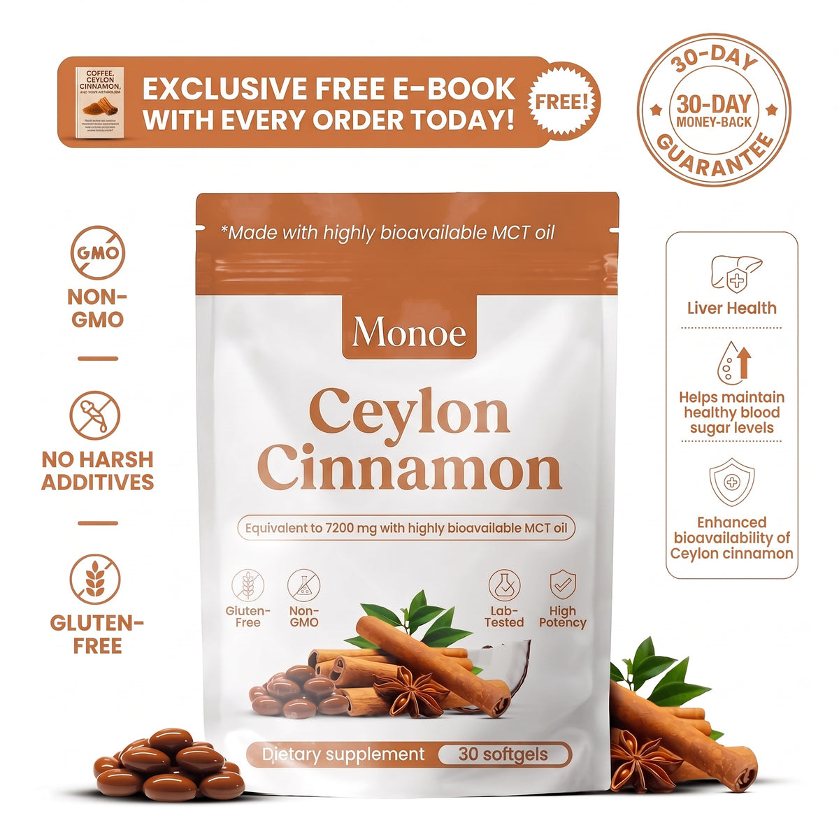 Ceylon Cinnamon Softgels — With MCT Oil